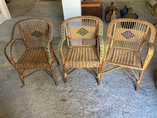 3 butacas mimbre vintage