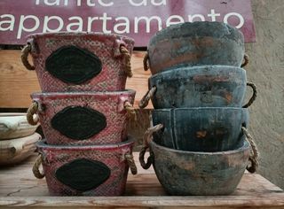 Vaso Terracotta Pianta Grassa Manici Corda 