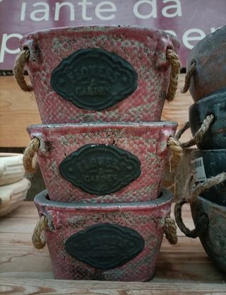 Vaso Terracotta Pianta Grassa Manici Corda 