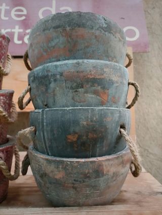 Vaso Terracotta Pianta Grassa Manici Corda 