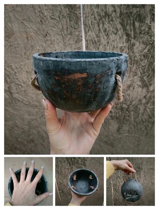 Vaso Terracotta Pianta Grassa Manici Corda 