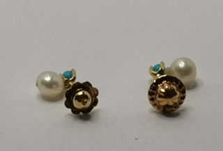 Pendientes perla-turquesa oro 18k
