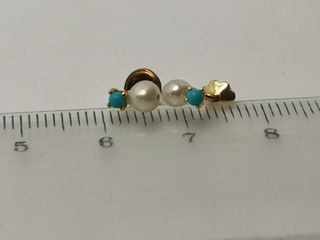 Pendientes perla-turquesa oro 18k
