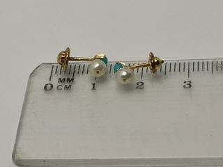 Pendientes perla-turquesa oro 18k
