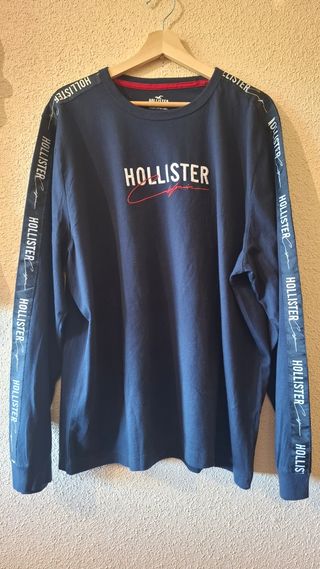 Camiseta Hollister manga larga azul