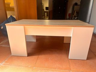 Mesa centro elevable - madera y blanco