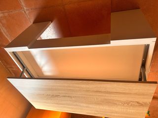 Mesa centro elevable - madera y blanco