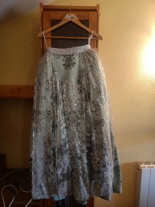 Vestido Fallera: Verde & Plata