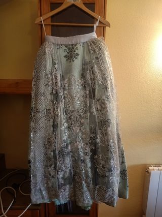 Vestido Fallera: Verde & Plata