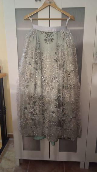 Vestido Fallera: Verde & Plata