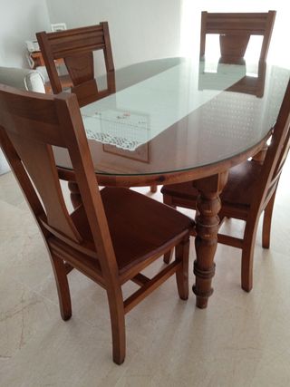 Mesa comedor 6 sillas - Madera cristal