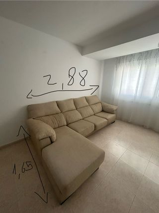 Sofá chaise longue beige