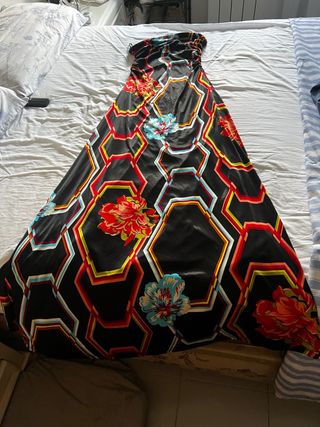 Vestido largo estampado seda