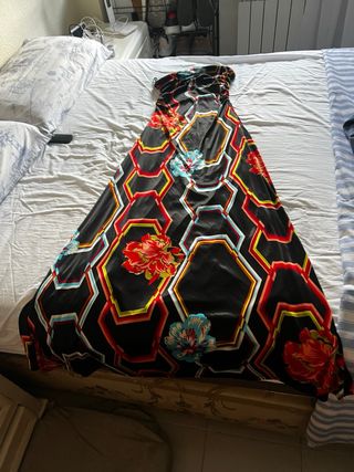 Vestido largo estampado seda
