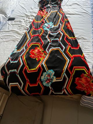 Vestido largo estampado seda