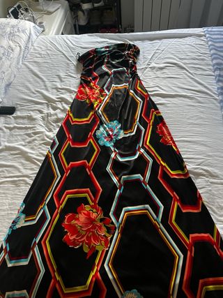 Vestido largo estampado seda