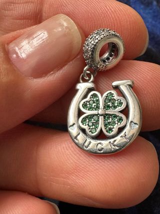 Charm herradura y trébol suerte plata S925