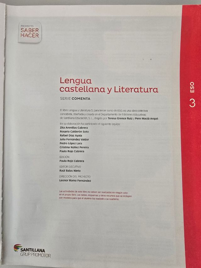 LENGUA CASTELLANA Y LITERATURA SANTILLANA 3 ESO