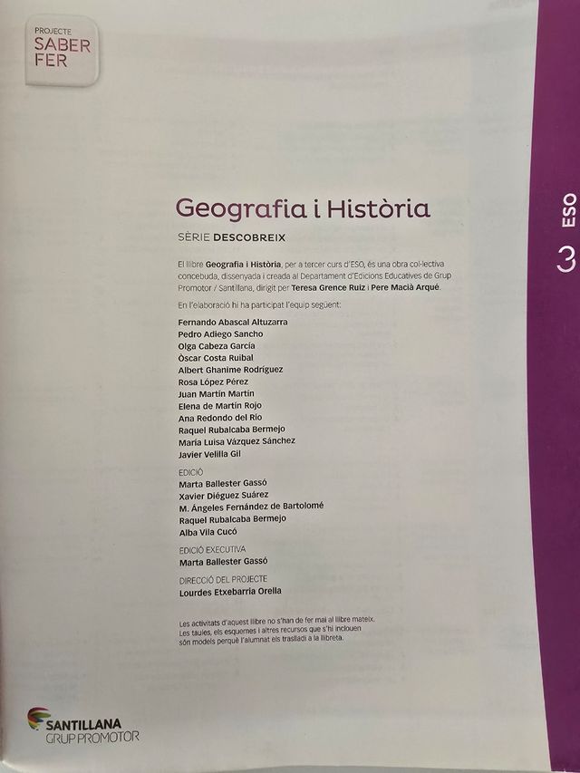 Geografia I Història, 3 Eso