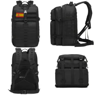 Mochila táctica negra impermeable
