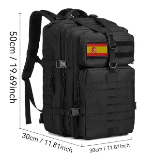 Mochila táctica negra impermeable