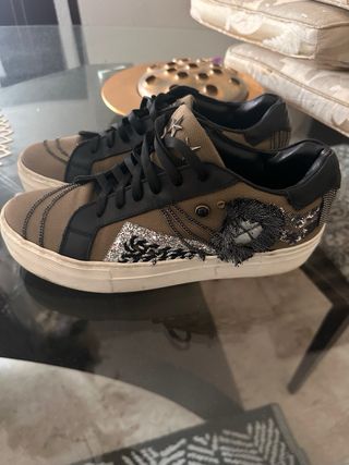 Sneakers donna n.38 - verde e argento 