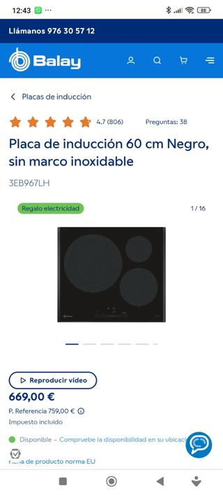 Vitrocerámica Balay 3EB967LH - 60cm