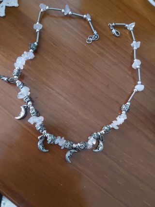 Collar cuarzo rosa & plata