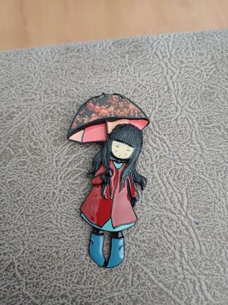 Broche Niña Paraguas Rojo