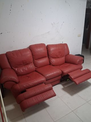 Sofá 3 plazas polipiel rojo