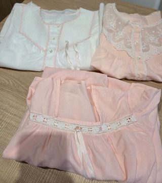 3 camisones vintage rosa y blanco