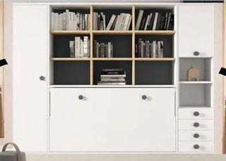 CAMA ABATIBLE CON LIBRERIA 