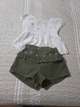 Conjunto bebé niña - Blusa y shorts