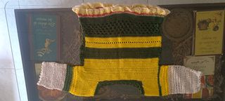 Jersey tejido a crochet verde-amarillo
