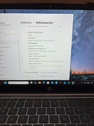 Portátil HP Intel Core i7 Ultra + ratón