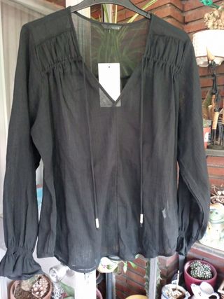 Blusa boho Zara negra nueva