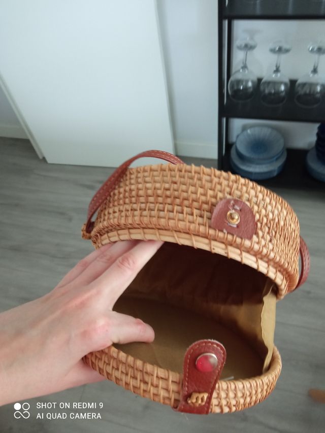 Bolso mimbre redondo