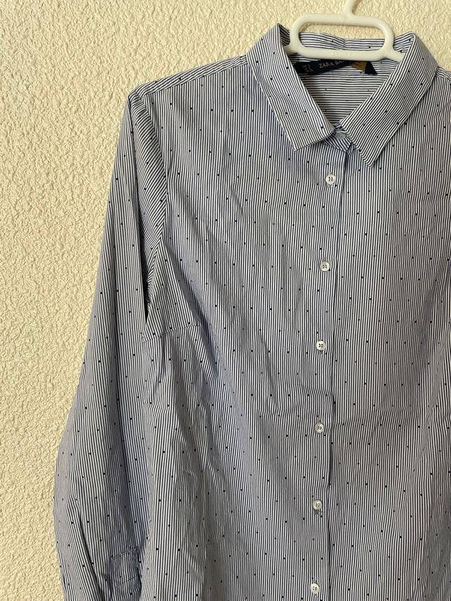 Camisa Zara azul S - rayas puntos