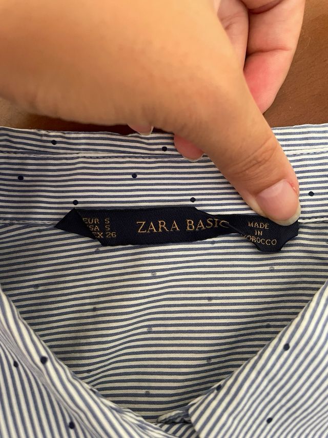 Camisa Zara azul S - rayas puntos