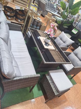 Conjunto jardín 6 piezas - Ratán Gris