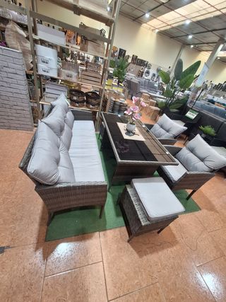 Conjunto jardín 6 piezas - Ratán Gris