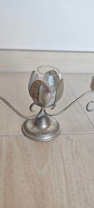 Candelabro Centrotavola Vintage in Metallo, portac