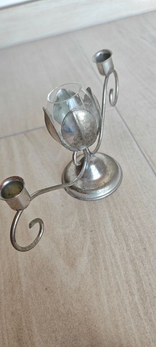 Candelabro Centrotavola Vintage in Metallo, portac