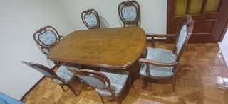 Mesa comedor 6 sillas madera.