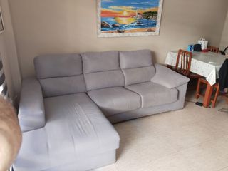 Sofá 3 plazas chaise longue gris