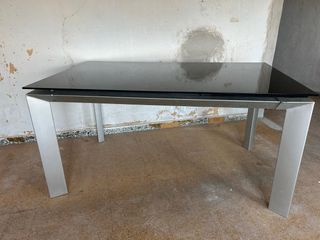Mesa cristal y metal - Comedor extendible