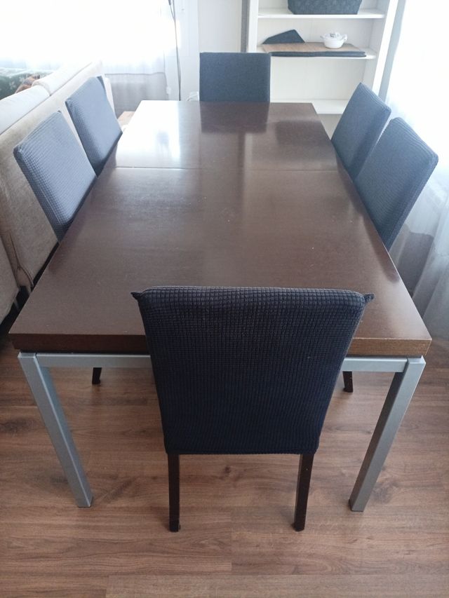 Mesa comedor 6 sillas - marrón plata