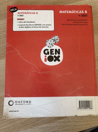 Matemáticas B 4º ESO. Libro del estudiante. GENiOX