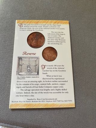 2 Monedas barco hundido admiral gardner 1808