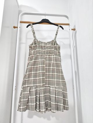 Vestido cuadros Hollister beige